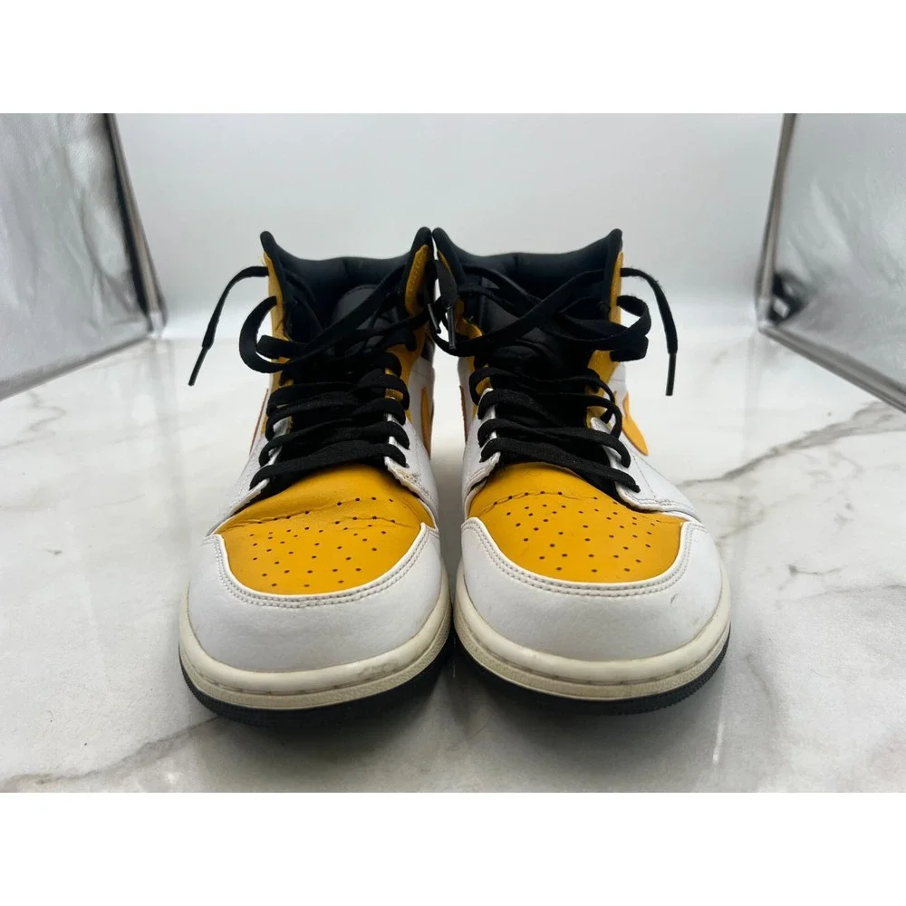 Air Jordan 1 Shoes Mens 11 Mid University Gold White Black Sneakers 554724-170